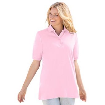 Woman Within Plus Size Elbow-Sleeve Polo Tunic
