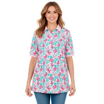 Woman Within Plus Size Elbow-Sleeve Polo Tunic