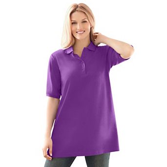 Woman Within Plus Size Elbow-Sleeve Polo Tunic