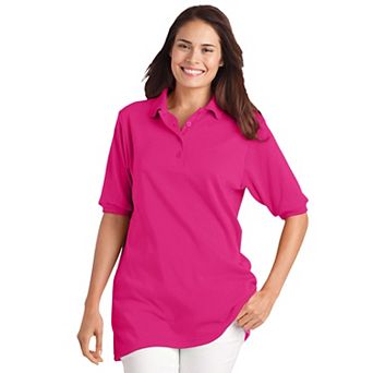 Woman Within Plus Size Elbow-Sleeve Polo Tunic