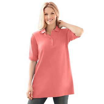Woman Within Plus Size Elbow-Sleeve Polo Tunic
