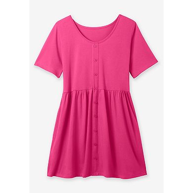Woman Within Plus Size Short-Sleeve Empire Waist Tunic