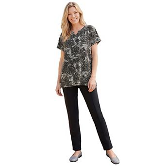 Woman Within Plus Size 7-Day Notch-Neck Tunic