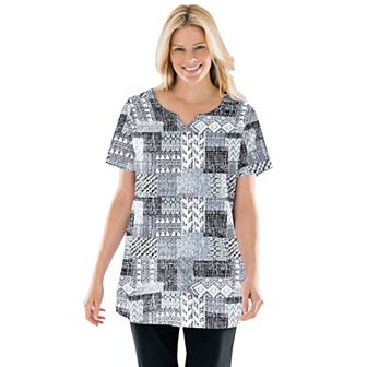 Woman Within Plus Size 7-Day Notch-Neck Tunic