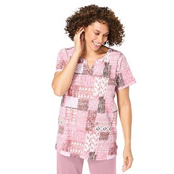 Woman Within Plus Size 7-Day Notch-Neck Tunic