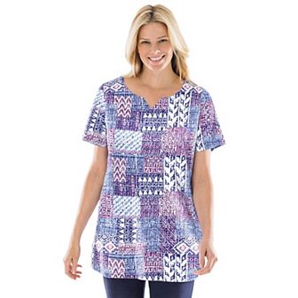 Woman Within Plus Size 7-Day Notch-Neck Tunic