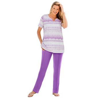 Woman Within Plus Size 7-Day Notch-Neck Tunic