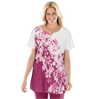 Woman Within Plus Size 7-Day Notch-Neck Tunic
