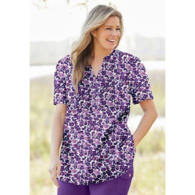 Woman Within Plus Size Pintucked Half-Button Tunic