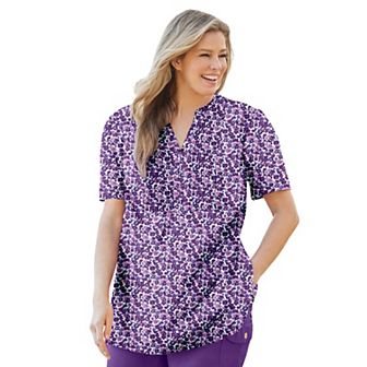 Woman Within Plus Size Pintucked Half-Button Tunic