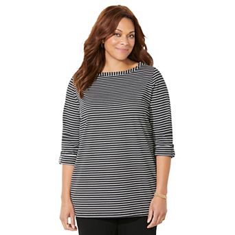 Catherines Women's Plus Size Petite Suprema Boatneck Tunic Top