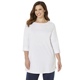 Catherines Women's Plus Size Petite Suprema Boatneck Tunic Top