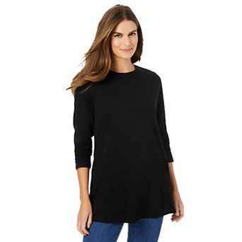 Woman Within Plus Size Perfect Long-Sleeve Crewneck Tunic