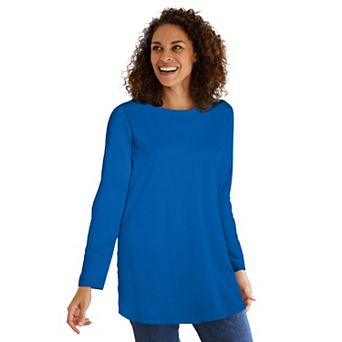 Woman Within Plus Size Perfect Long-Sleeve Crewneck Tunic