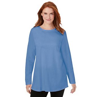 Woman Within Plus Size Perfect Long-Sleeve Crewneck Tunic