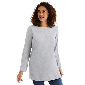 Woman Within Plus Size Perfect Long-Sleeve Crewneck Tunic