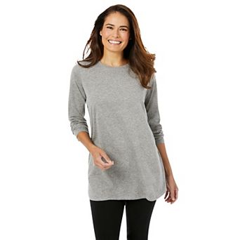 Woman Within Plus Size Perfect Long-Sleeve Crewneck Tunic