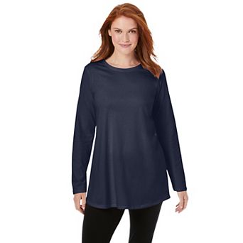 Woman Within Plus Size Perfect Long-Sleeve Crewneck Tunic