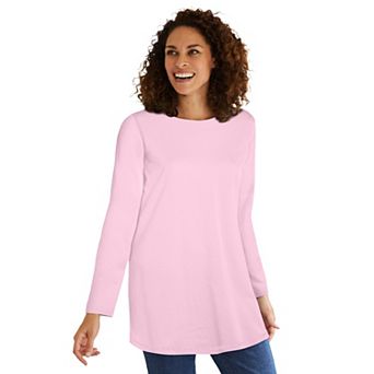 Woman Within Plus Size Perfect Long-Sleeve Crewneck Tunic