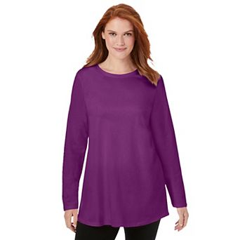 Woman Within Plus Size Perfect Long-Sleeve Crewneck Tunic