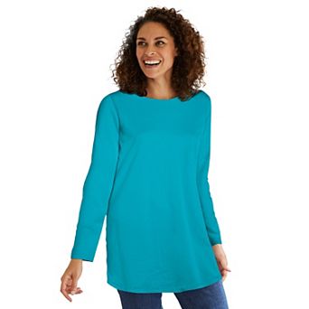 Woman Within Plus Size Perfect Long-Sleeve Crewneck Tunic