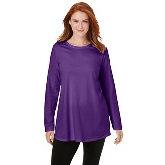 Woman Within Plus Size Perfect Long-Sleeve Crewneck Tunic