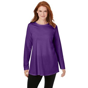 Woman Within Plus Size Perfect Long-Sleeve Crewneck Tunic