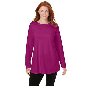 Woman Within Plus Size Perfect Long-Sleeve Crewneck Tunic