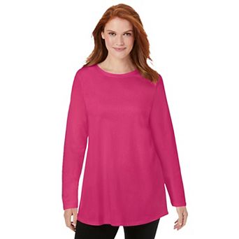 Woman Within Plus Size Perfect Long-Sleeve Crewneck Tunic