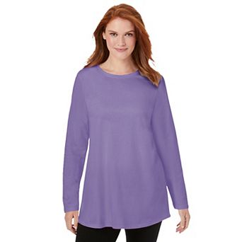 Woman Within Plus Size Perfect Long-Sleeve Crewneck Tunic