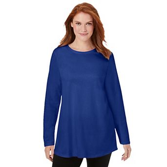 Woman Within Plus Size Perfect Long-Sleeve Crewneck Tunic
