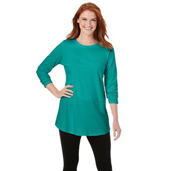 Woman Within Plus Size Perfect Long-Sleeve Crewneck Tunic