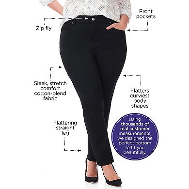 Catherines Women's Plus Size Petite Sateen Stretch Curvy Pant