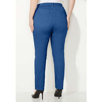 Catherines Women's Plus Size Petite Sateen Stretch Curvy Pant