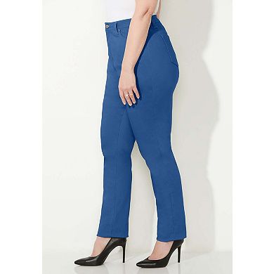 Catherines Women's Plus Size Petite Sateen Stretch Curvy Pant
