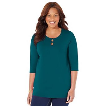 Catherines Women's Plus Size Petite Suprema Teardrop Tee