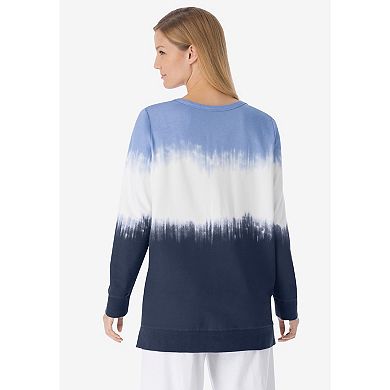 Woman Within Women's Plus Size Tie-Dyed Knit Sweatshirt Tunic