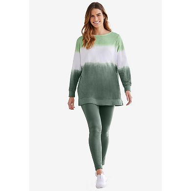 Woman Within Plus Size Tie-Dyed Knit Sweatshirt Tunic