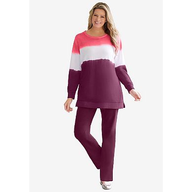 Woman Within Plus Size Tie-Dyed Knit Sweatshirt Tunic
