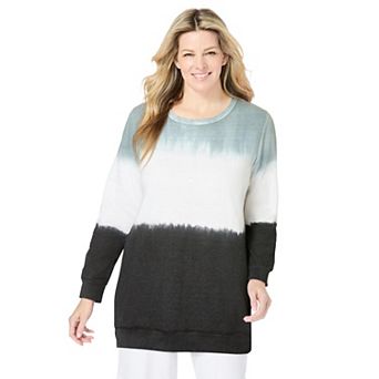 Woman Within Plus Size Tie-Dyed Knit Sweatshirt Tunic