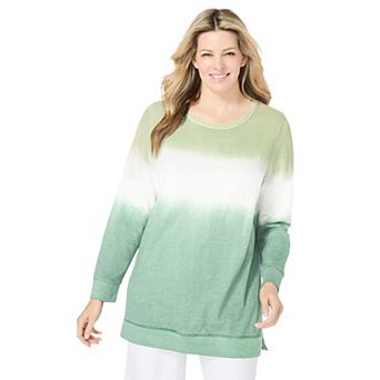 Woman Within Plus Size Tie-Dyed Knit Sweatshirt Tunic