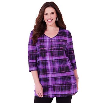 Catherines Women's Plus Size Easy Fit 3/4-Sleeve V-Neck Tunic