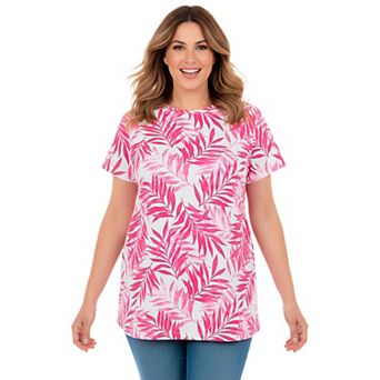 Woman Within Plus Size Perfect Printed Crewneck Tunic