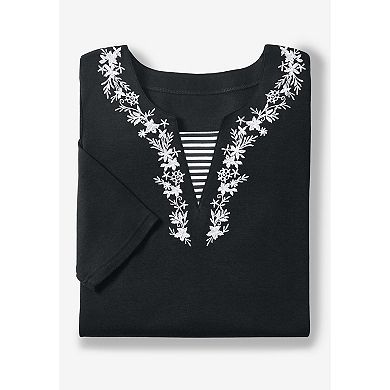 Woman Within Plus Size 7-Day Embroidered Layered-Look Tunic