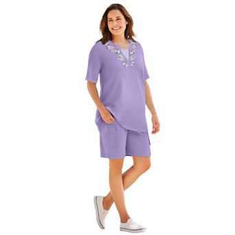 Woman Within Plus Size 7-Day Embroidered Layered-Look Tunic