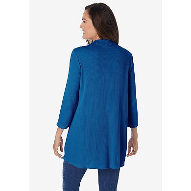 Woman Within Plus Size Thermal Button-Front Tunic