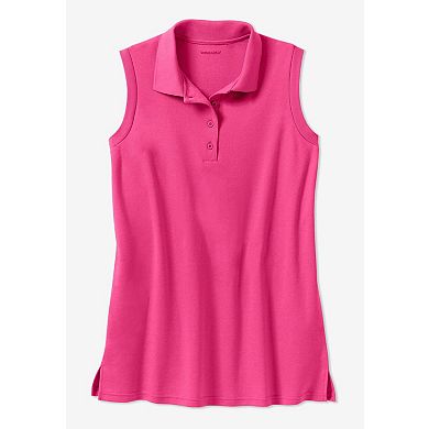 Woman Within Plus Size Sleeveless Polo Tunic