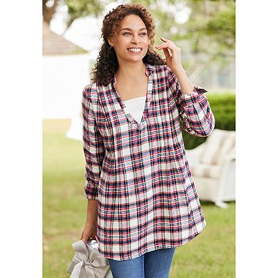 Woman Within Plus Size Flannel Tunic With Layered Look