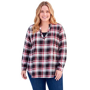 Woman Within Plus Size Flannel Tunic With Layered Look