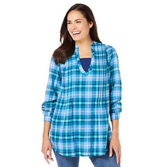 Woman Within Plus Size Flannel Tunic With Layered Look